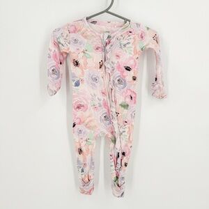Cozy Pink and Purple Floral Footies One Piece